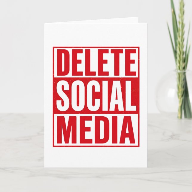 Carte Funny Delete Social Media Anti Internet Minimalist (Devant)