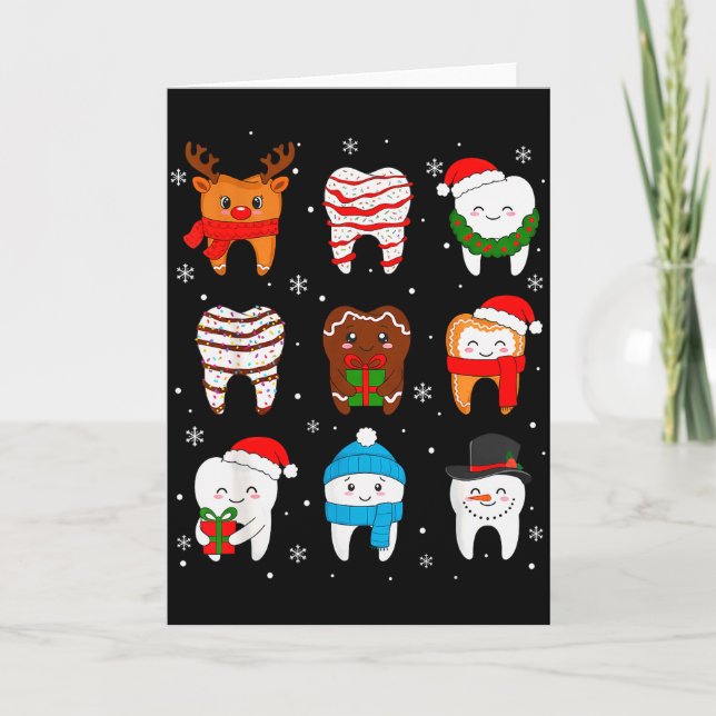 Carte Funny Dental Christmas Teeth Cute Xmas Dentist Squ (Devant)