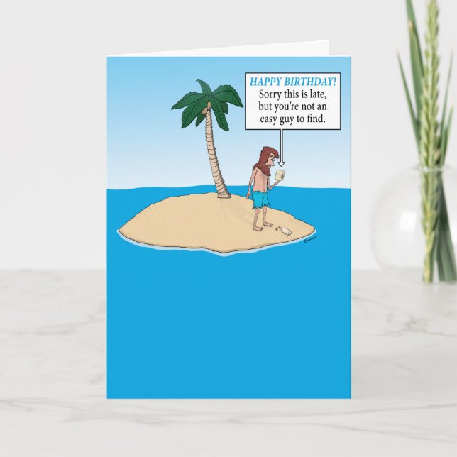 Carte Funny Desert Island Beldate d'anniversaire (Devant)