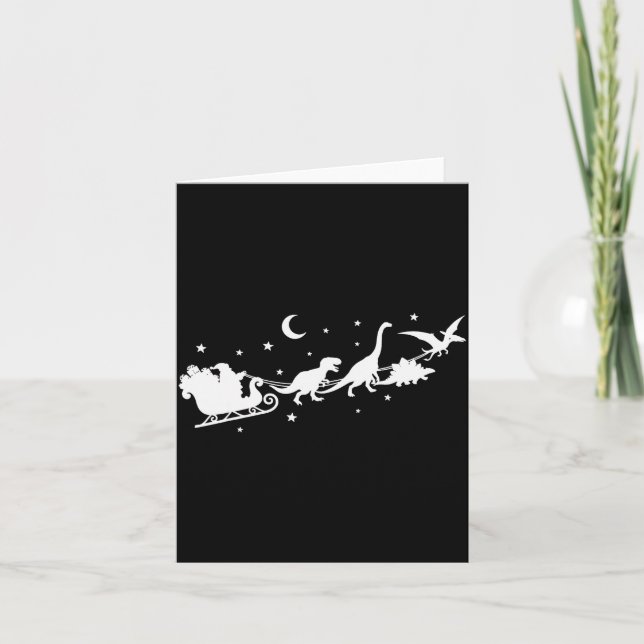 Carte Funny Dinosaur Santa Sleigh Xmas Pajamas For Famil (Devant)