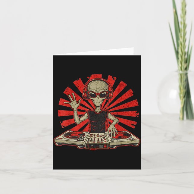 Carte Funny Dj Graphic Tee Music Lover Alien Dj Music Mi (Devant)