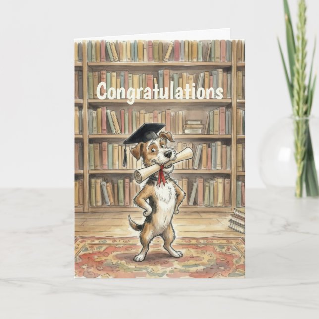 Carte Funny Dog Graduation (Devant)