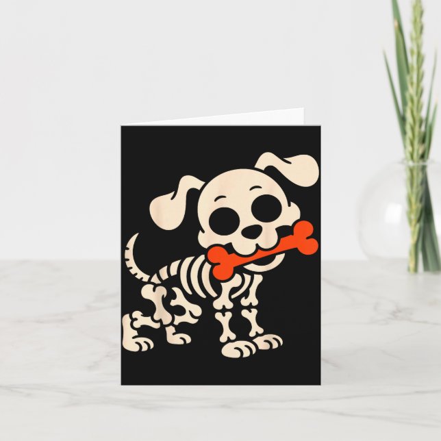 Carte Funny Dog Halloween Skeleton Costume Soky Season  (Devant)