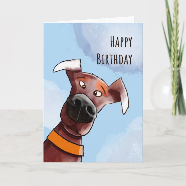 Carte Funny Dog. Happy Birthday. (Devant)
