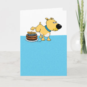 Carte Funny Dog Peeing on Cake Birthday