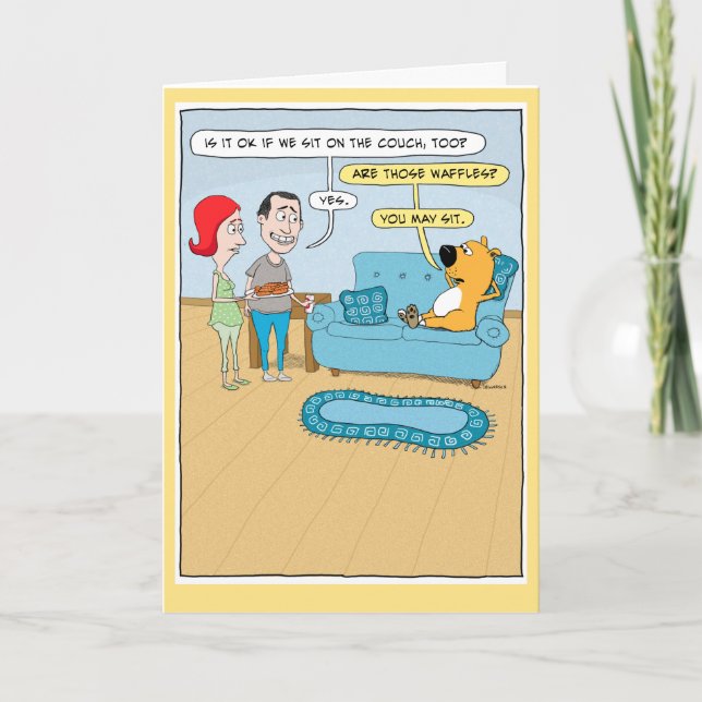 Carte Funny Dog Wants Waffles on Couch Birthday Card (Devant)
