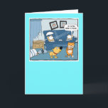 Carte Funny dog watches Cat Destroy Room Birthday<br><div class="desc">This cute and funny cartoon birthday card a dog watching in horror as cat leaves the scene of the crime, which in this case is a living room that's been ripped to shreds. Thank you for choosing this original by © Chuck Ingwersen I post cartoons every day on Instagram: https://www.instagram.com/captainscratchy...</div>