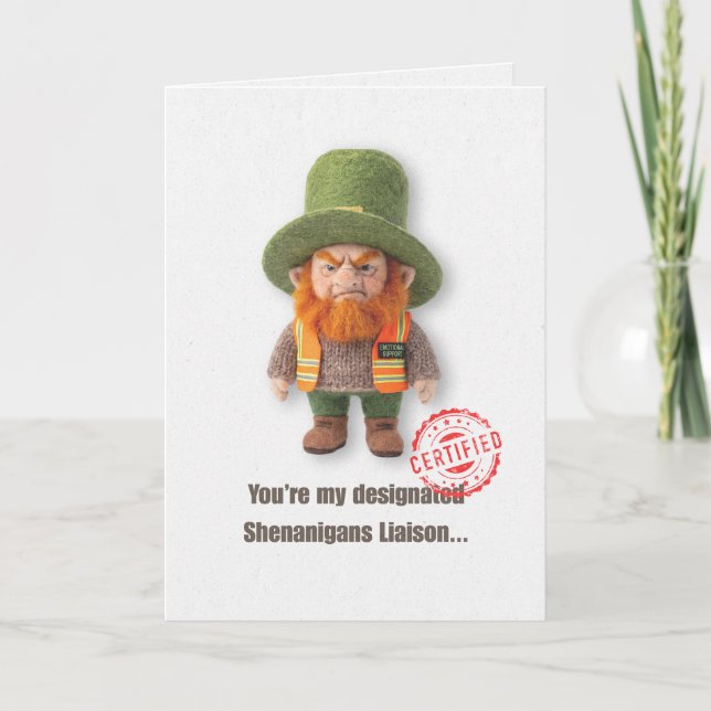 Carte Funny Emotional Support Leprechaun Card (Devant)