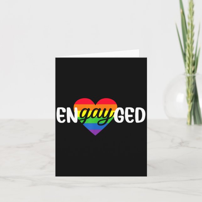 Carte Funny Engayged Gay Couple Engagement Party Rainbow (Devant)