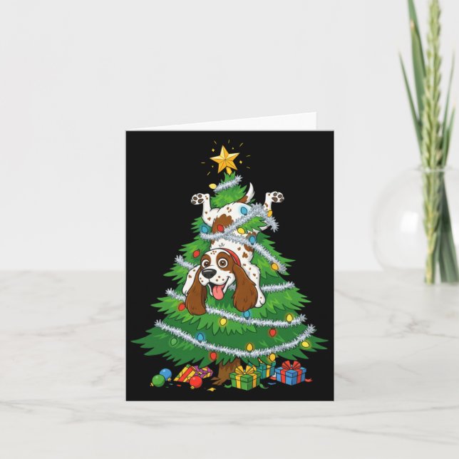 Carte Funny English Springer Spaniel Dog Christmas Tree  (Devant)