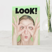 FUNNY FACE WOMAN HEUREUX ANNIVERSAIRE REGARDEZ ! S