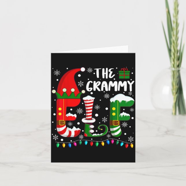 Carte Funny Family Matching Pajamas Grammy Elf Christmas (Devant)