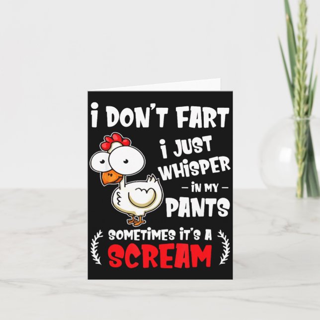 Carte Funny Farting Chicken Lover I Dont Fart I Whisper  (Devant)