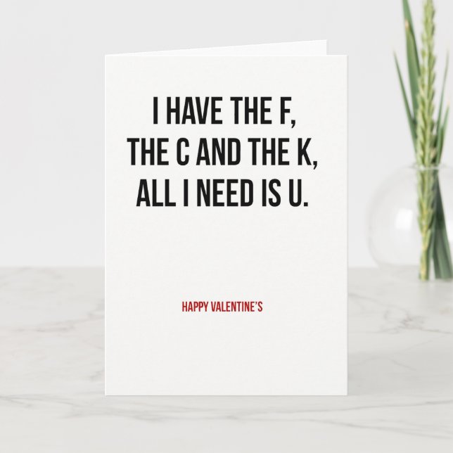Carte Funny Fck U Valentines Day Card (Devant)