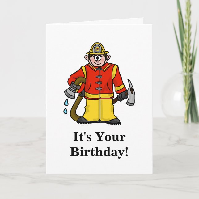 Carte Funny Fireman Birthday Card Personnaliser It! (Devant)