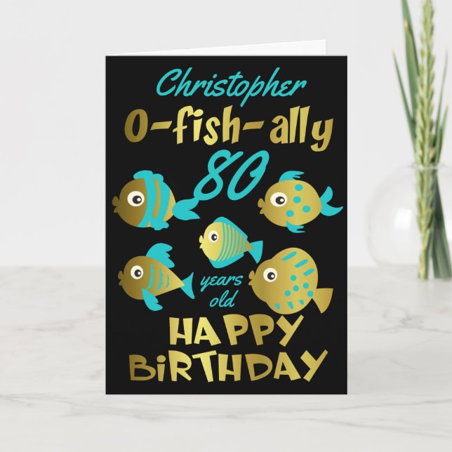 Carte Funny Fish 80e anniversaire (Devant)