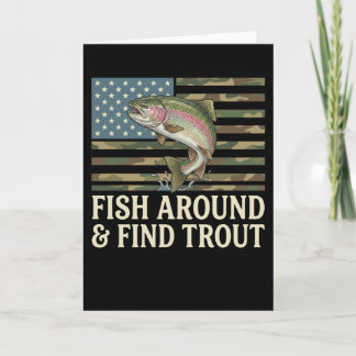 Carte funny Fish Around and Find Trout American Flag mmm