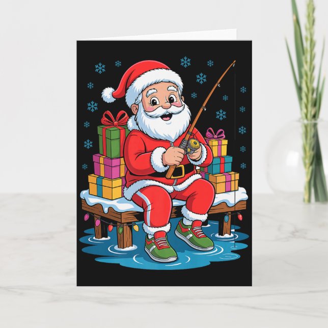 Carte Funny Fisherman Santa Fishing Lovers Christmas Xma (Devant)