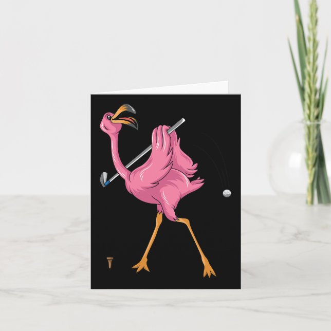 Carte Funny Flamant rose Golf Flamant rose Golf Flamant  (Devant)