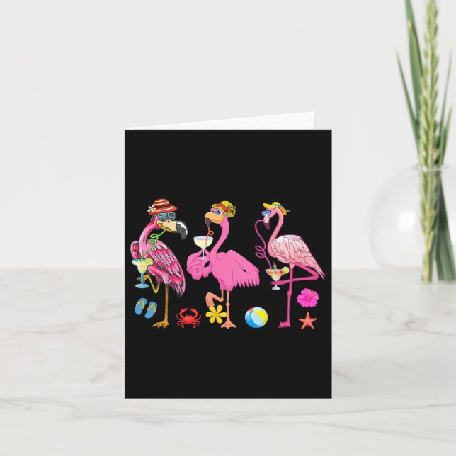 Carte Funny Flamants roses hawaïens Boire la queue Noël  (Devant)