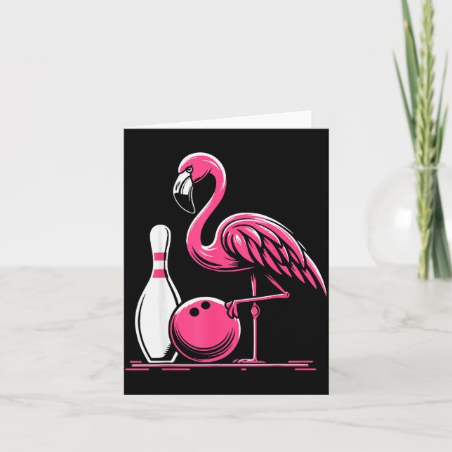 Carte Funny Flamingo Bowling N Bowl Bowler  (Devant)