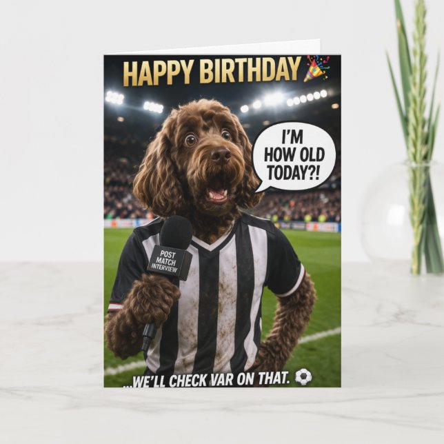 Carte Funny Football Birthday Card Dog VAR Joke (Devant)