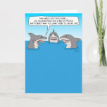 Carte Funny Forgetful Shark Birthday<br><div class="desc">This funny birthday card features a shark who's getting older and forgetting what to chomp when encountering a group of swimmers. 

Thanks for choosing this original design by © Chuck Ingwersen and supporting me — an independent artist! I post cartoons every day on Instagram: https://www.instagram.com/captainscratchy</div>
