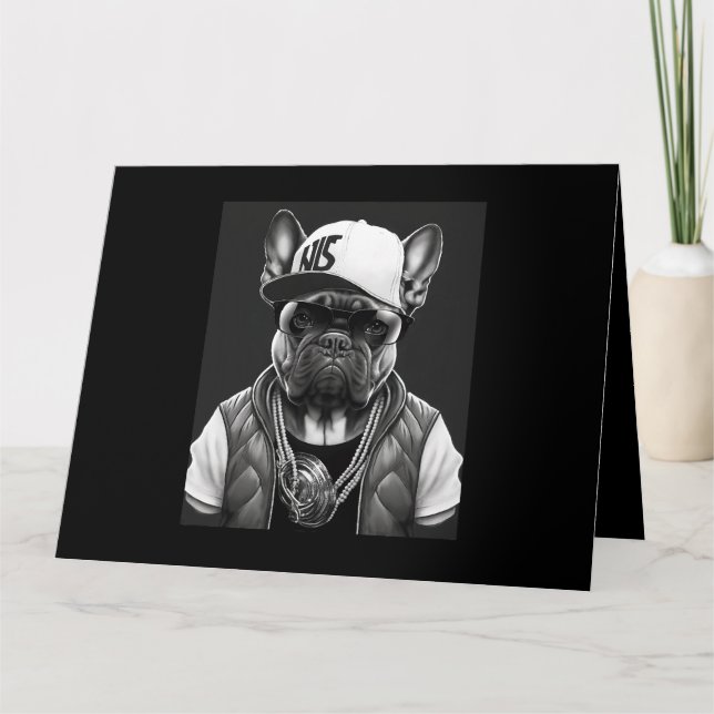Carte Funny French Bulldog Rapper étoile Hip hop (Devant)