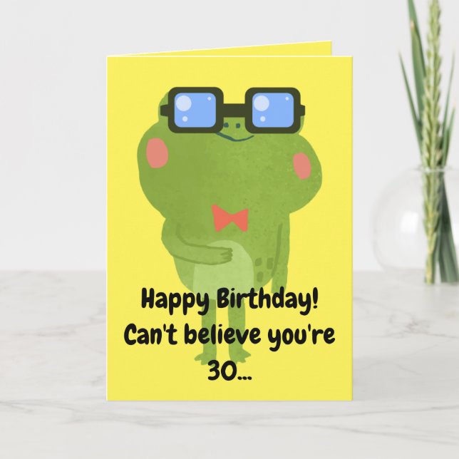 Carte Funny Frog Fils Jaune 30e anniversaire (Devant)