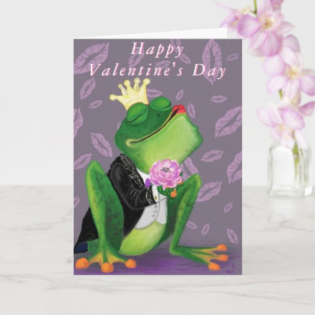 Carte Funny Frog Prince Valentine's Day Card (Orchidée)