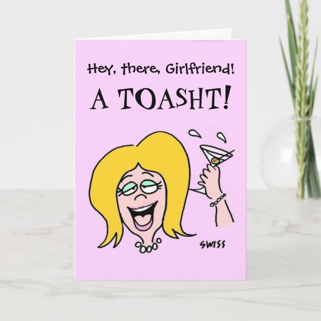 Carte Funny Gal to Gal Cartoon Happy Birthday (Devant)