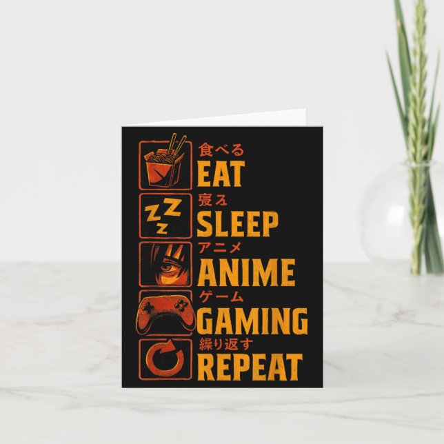 Carte Funny Gamer Anime Graphic Tee Men Boys Teens Video (Devant)