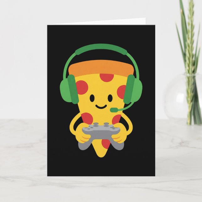 Carte Funny Gamer Pizza Gaming Video Game Enthusiast Boy (Devant)