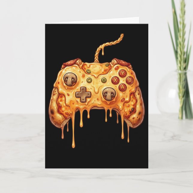 Carte Funny Gamer Pizza Gaming Video Game Enthusiast Boy (Devant)