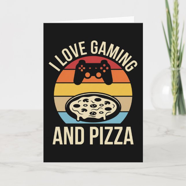 Carte Funny Gamer Pizza Gaming Video Game Enthusiast Boy (Devant)