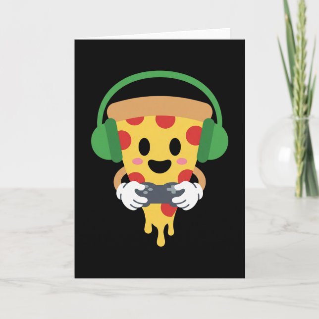 Carte Funny Gamer Pizza Gaming Video Game Enthusiast Boy (Devant)