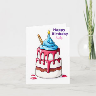 CARTE FUNNY GCE CREAM ANNIVERSAIRE DE ENFANT GÂTEAU