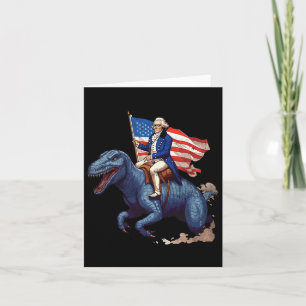 Carte Funny George Washington Riding Un Tyrannosaurus Re