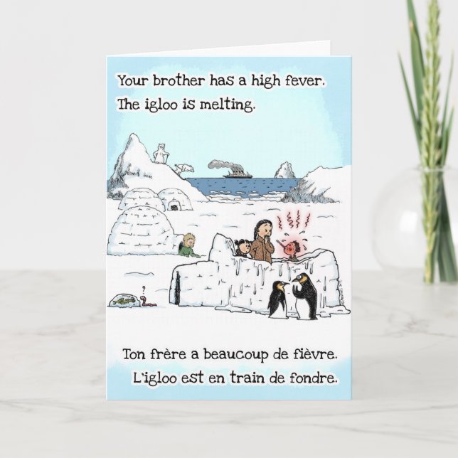 Carte Funny Get Well Card pour enfants - Français Anglai (Devant)
