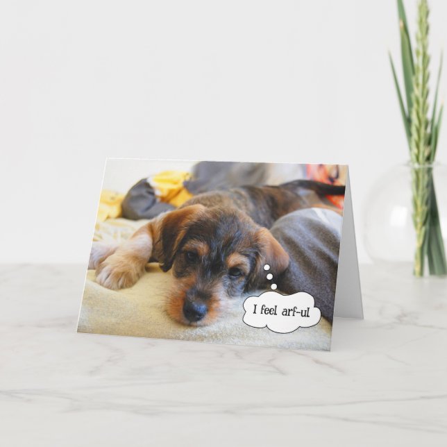 Carte Funny Get Well for Sick Pet Enfant Chiot ou Amoure (Devant)