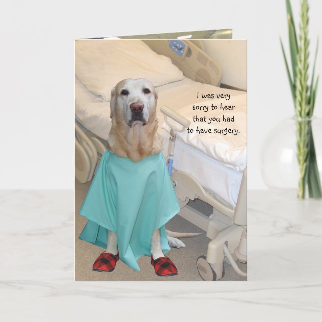 Carte Funny Get Well Lab à Hospital Gown (Devant)