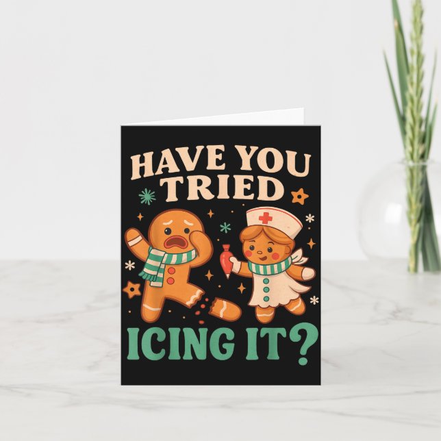 Carte Funny Gingerbread Christmas Pun Have You Tried Ici (Devant)
