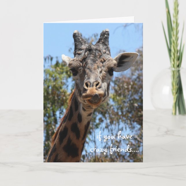 Carte Funny Giraffe Card, les amis sont tout ! (Devant)