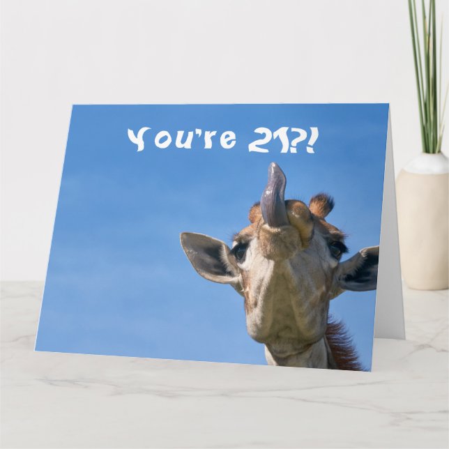 Carte Funny Giraffe Joyeux 21e anniversaire (Devant)