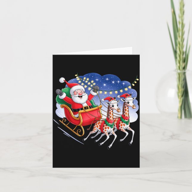 Carte Funny Giraffe Lover Xmas Giraffe Santa Christmas S (Devant)