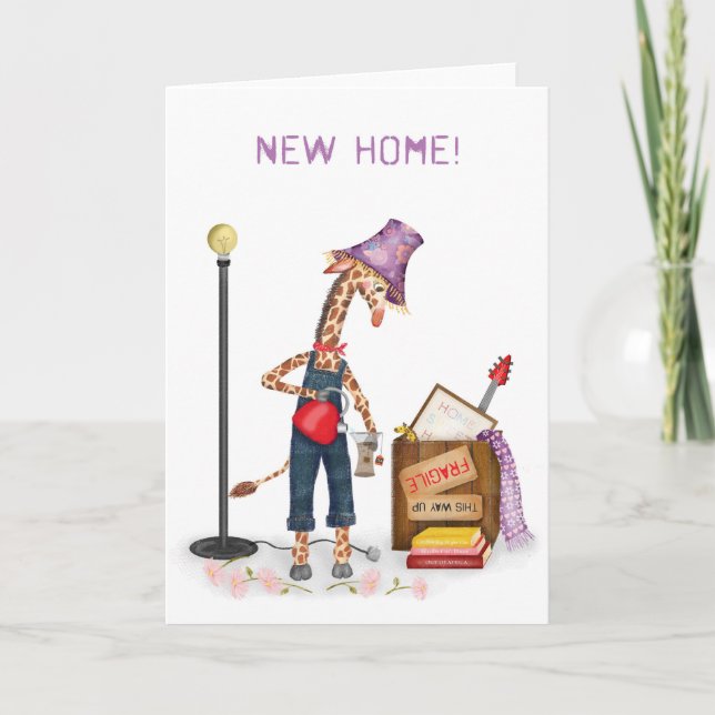 Carte Funny giraffe new home card (Devant)