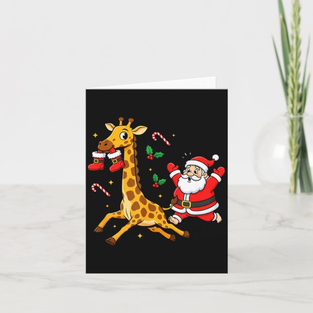 Carte Funny Giraffe Santa Claus Boots Christmas Womens M (Devant)