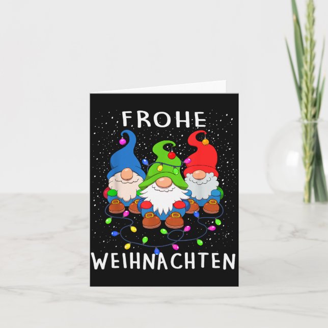 Carte Funny Gnomes Merry Christmas Frohe Weihnachten  (Devant)