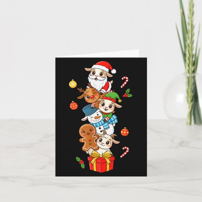 Carte Funny Goat Santa Elf Snowman Christmas Womens Mens (Devant)