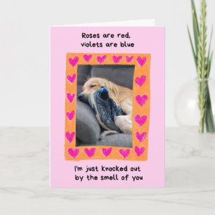 Carte Funny Golden Retriever avec la chaussure Valentine